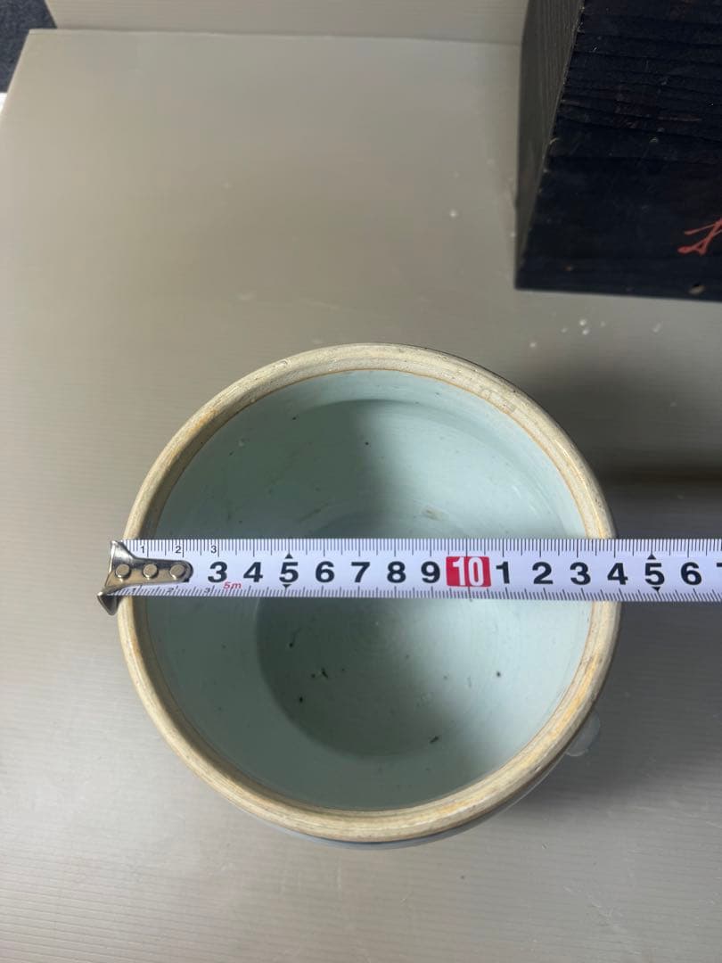 2638 時代物　染付花文水指　蓋物