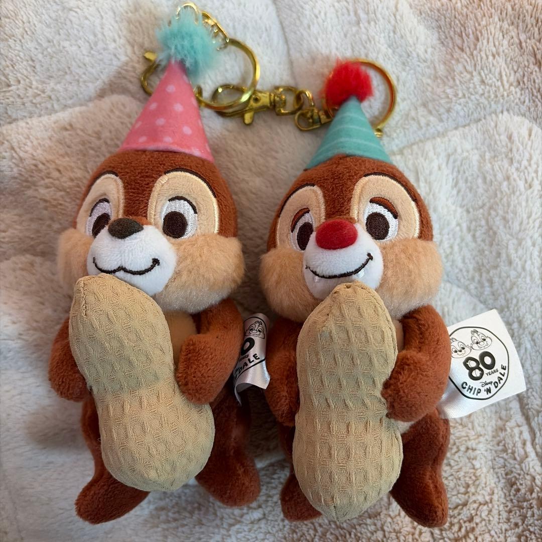 ディズニーストア チップとデール 80周年 ぬいぐるみキーホルダー キーチェーン