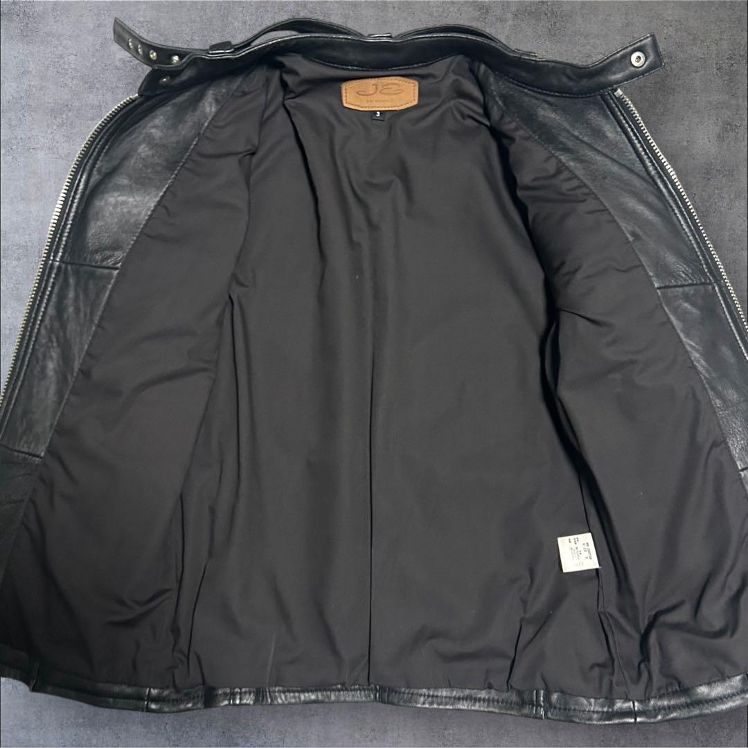 【美品】ジャックローズ シングルライダース ラムレザー ブラック Lサイズ