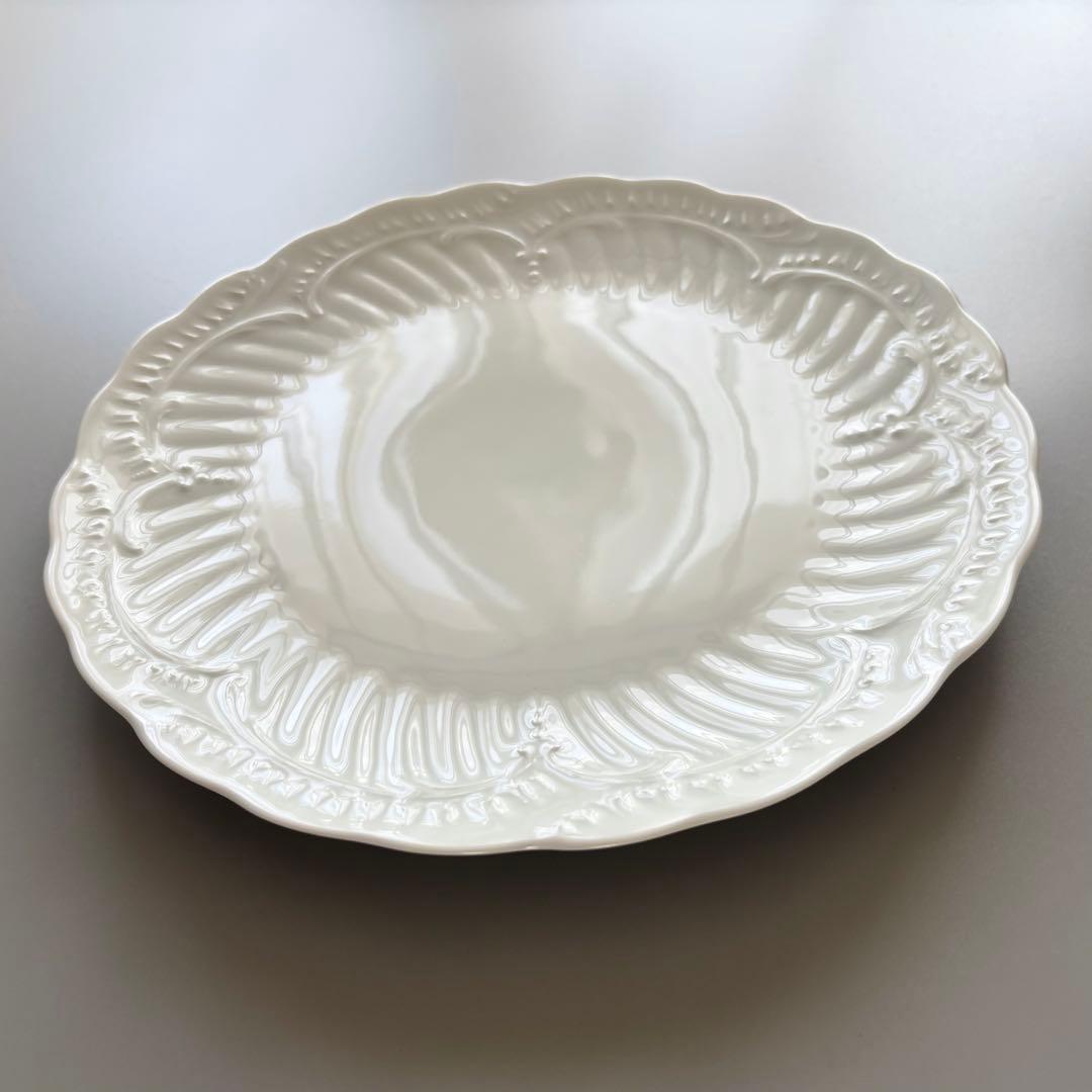 フランス製ヴィンテージ　シャスタニエ製　リモージュ　白磁 レリーフ大皿【未使用】