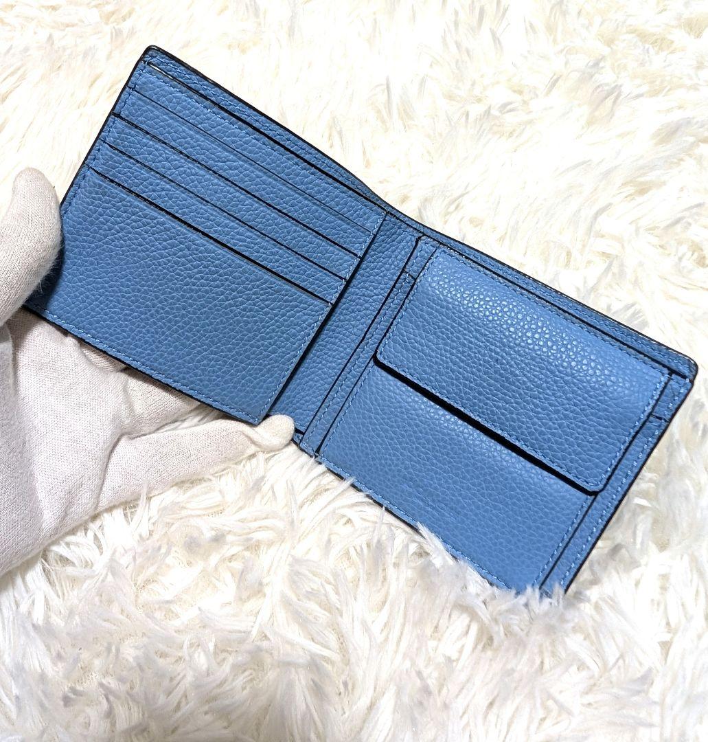 COACH♥️完売 ウォレット 二つ折り財布 折りたたみ財布 ブルー水色