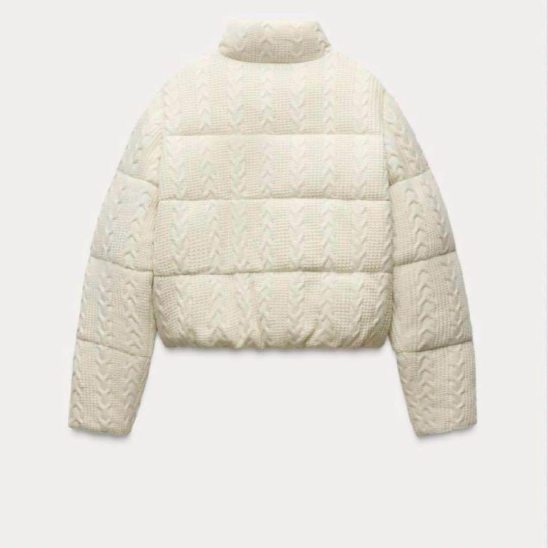ZARA ドット柄キルティングアノラック 白 アウター S