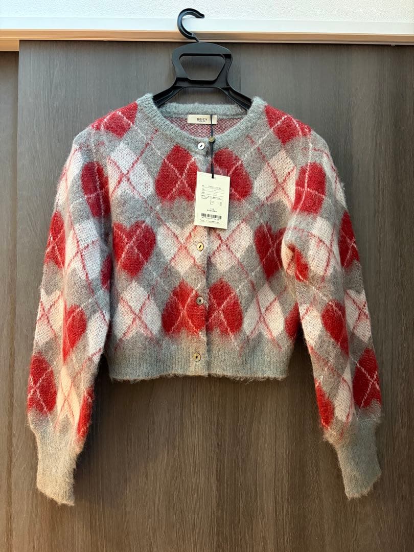 DEICY デイシー ハートアーガイルカーディガン グレー 新品
