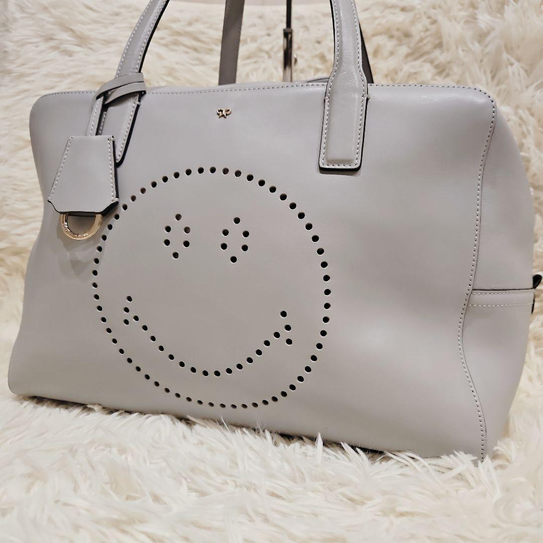 極美品 アニヤハインドマーチ ボストンバッグ スマイリー 大容量 トートバッグ