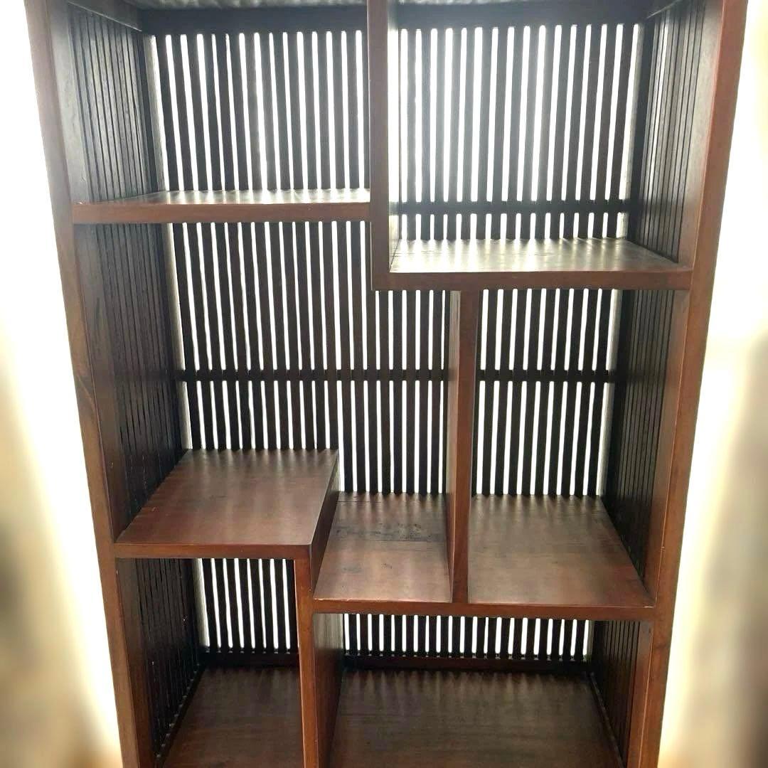 和風 アジアン 飾り棚 茶箪笥 アンティーク 古道具 キャビネット 格子デザイン