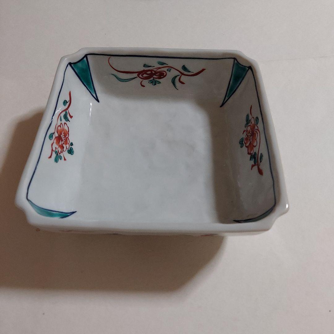 南口閑粋　茶碗　九谷焼　文吉窯　角皿