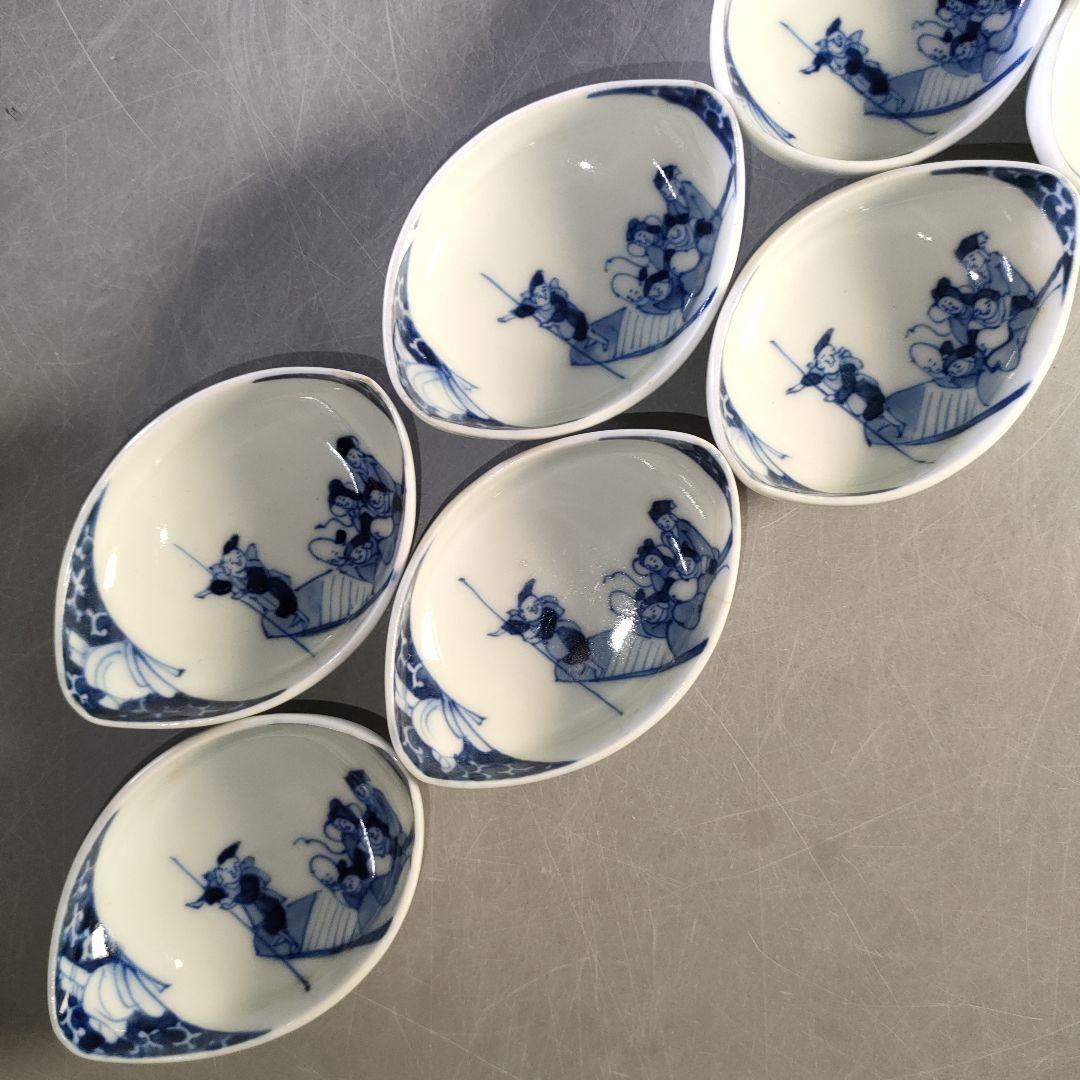 A1284-4/三川内焼/平戸嘉久正窯/染付人物文銘々皿 大10客・小10客/