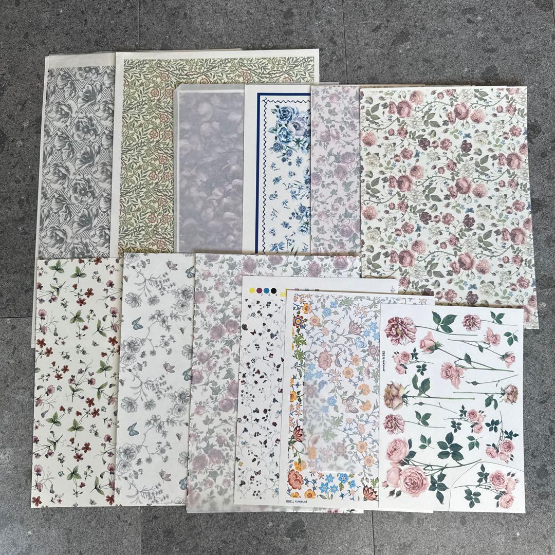 ポーセラーツ転写紙花柄12枚　ヴォーグ社他