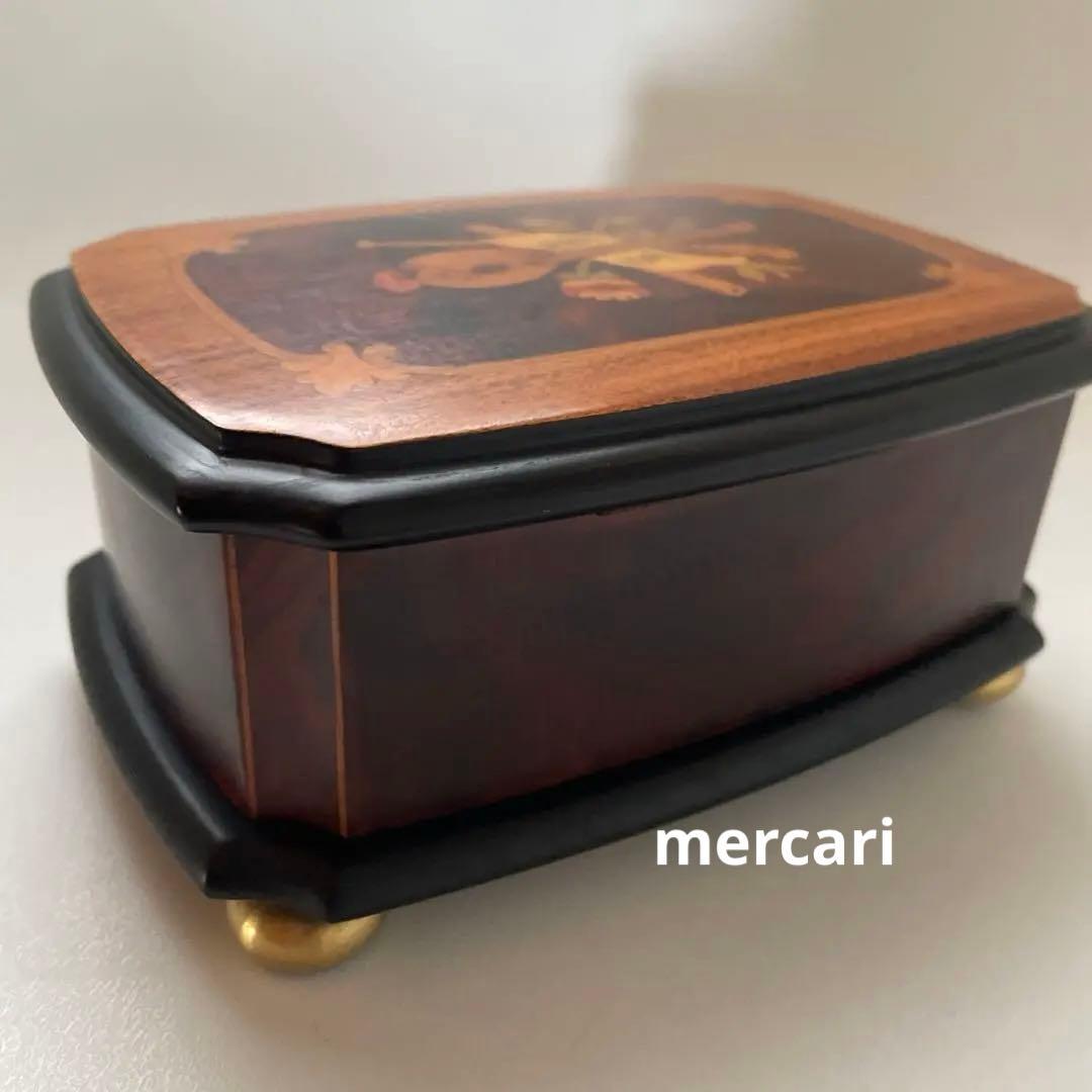 REUGEリュージュ　オルゴール クルミ無垢材象嵌細工ボックス　アンティーク置物