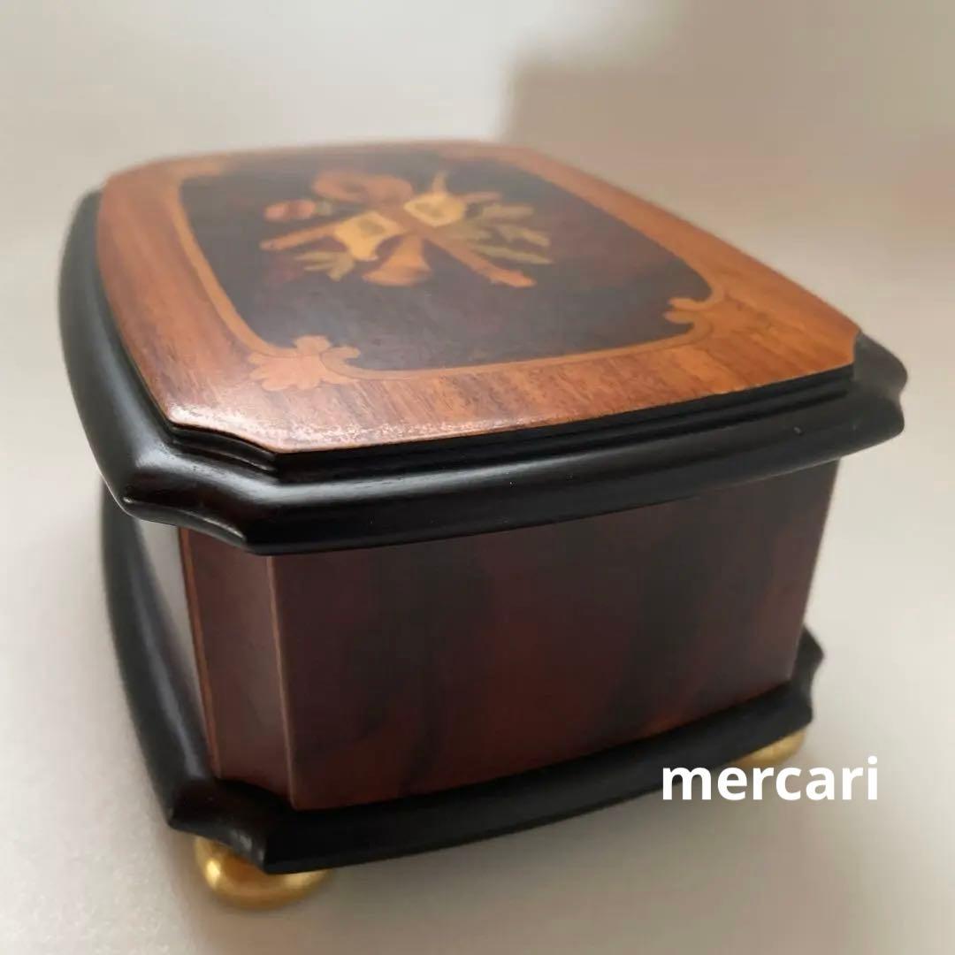 REUGEリュージュ　オルゴール クルミ無垢材象嵌細工ボックス　アンティーク置物