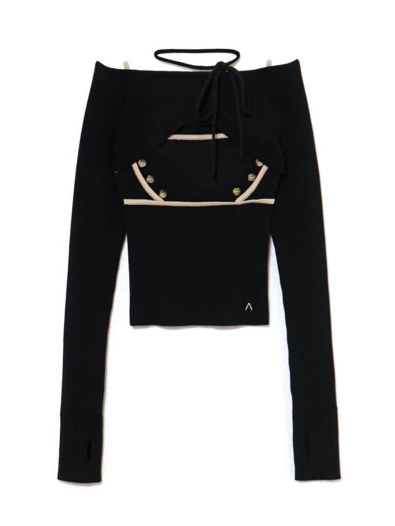 トップス Andmary Elf button knit tops black