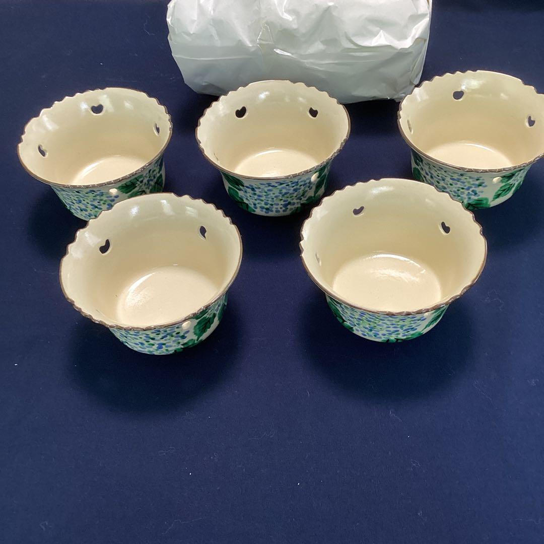 京焼乾山写紫陽花絵向付10客　　新品未使用