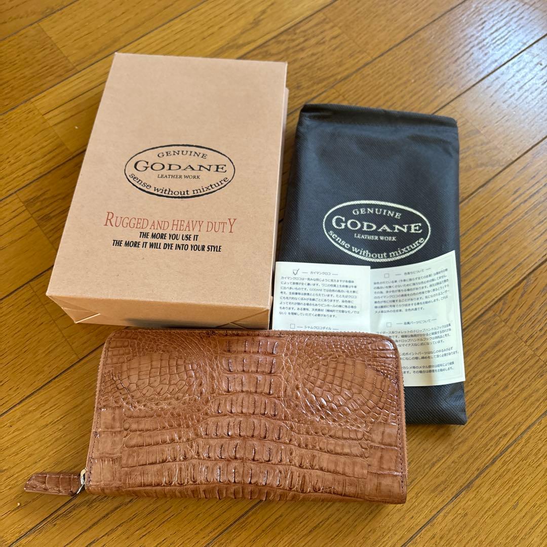 GODANE カイマン長財布　ライトブラウン