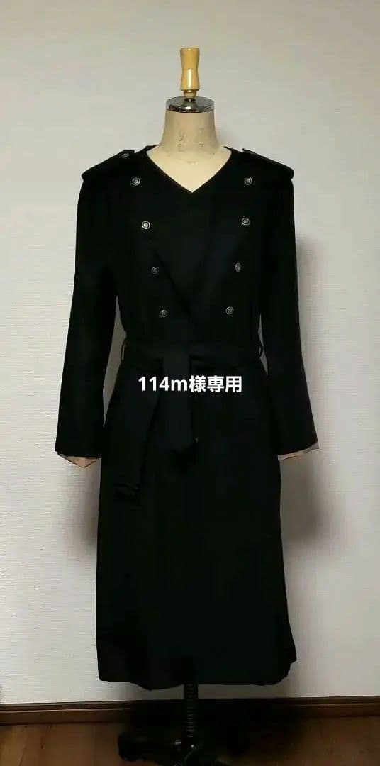 Lion黒 ダブルブレスト トレンチコート