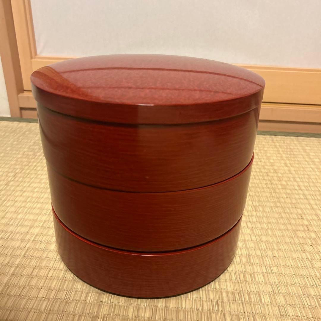 値下げ中【新品未使用】後藤塗　三段重　丸重箱