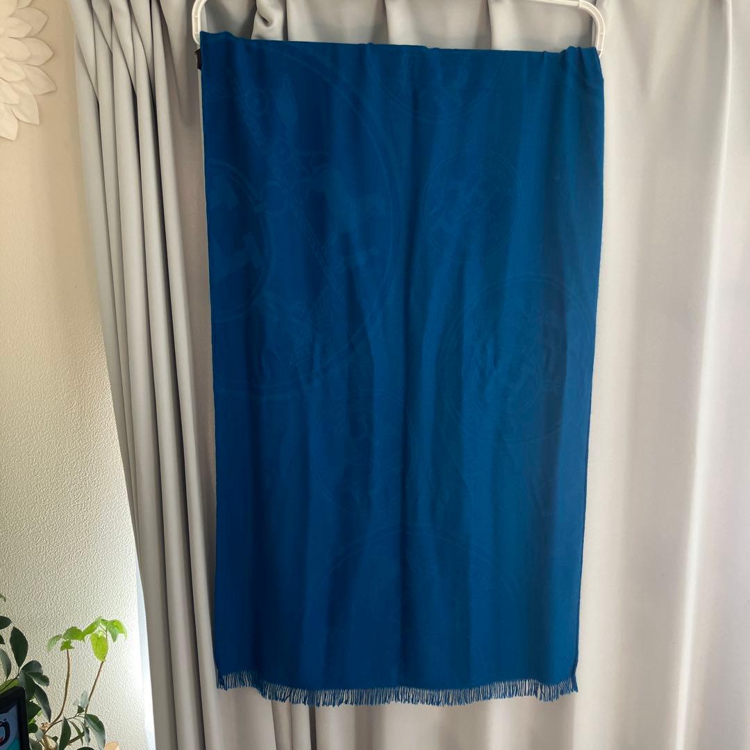 エルメス　ストール　ブルー