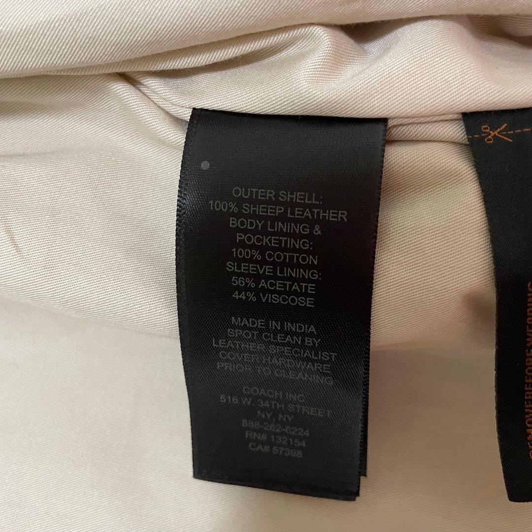 美品/現行モデル コーチ ラムレザージャケット ピンクベージュ クロップド L