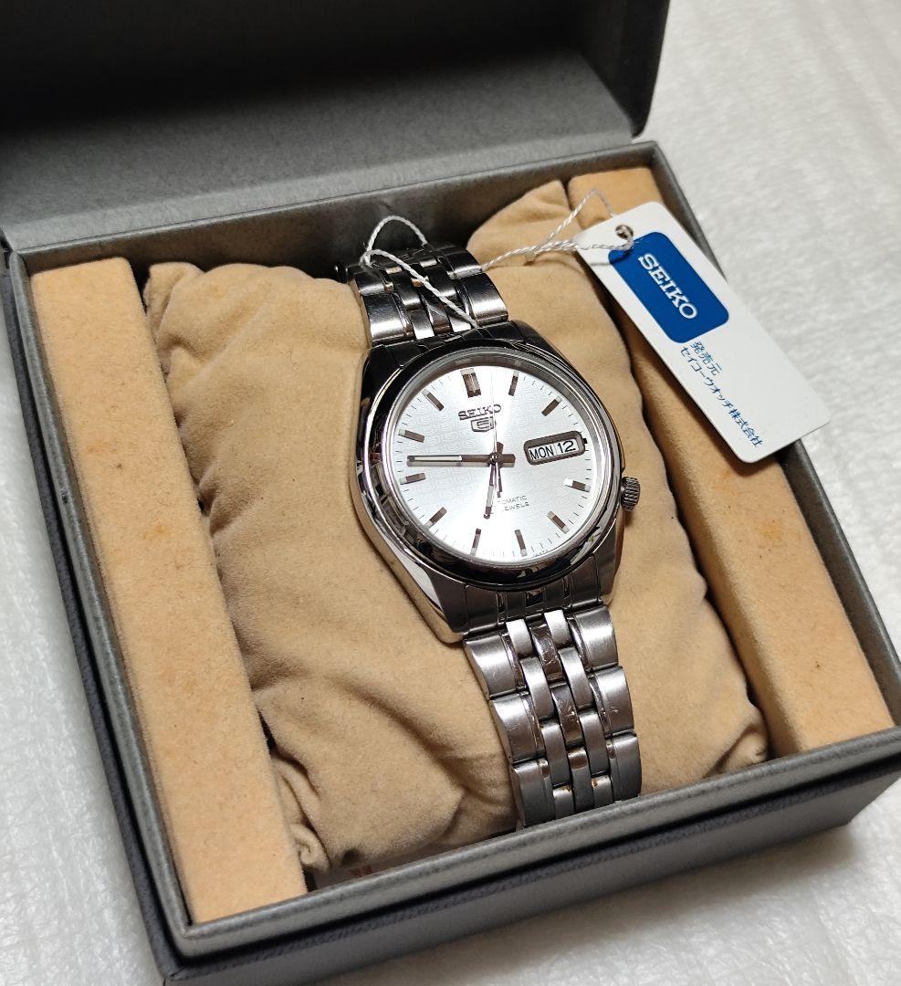 SEIKO 5 自動巻き時計 シルバー 21石