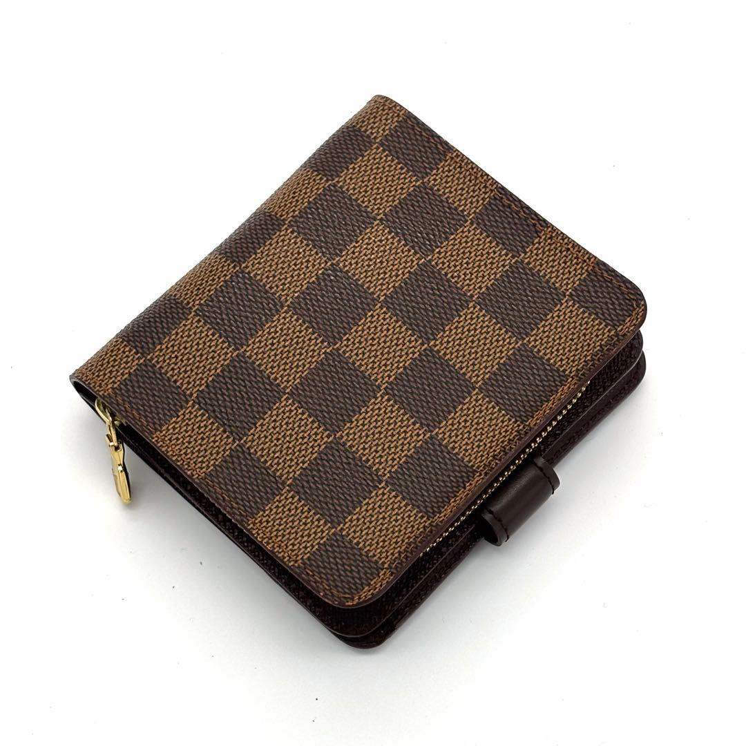 【新品同様】ルイヴィトン ダミエ コンパクトジップ 二つ折り財布 コンパクト財布