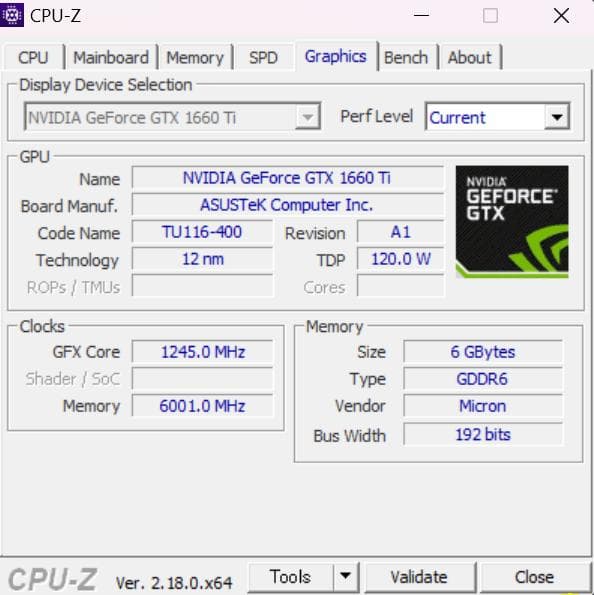 ASUS TUF GeForce GTX 1660 Ti OC FF15ベンチ済