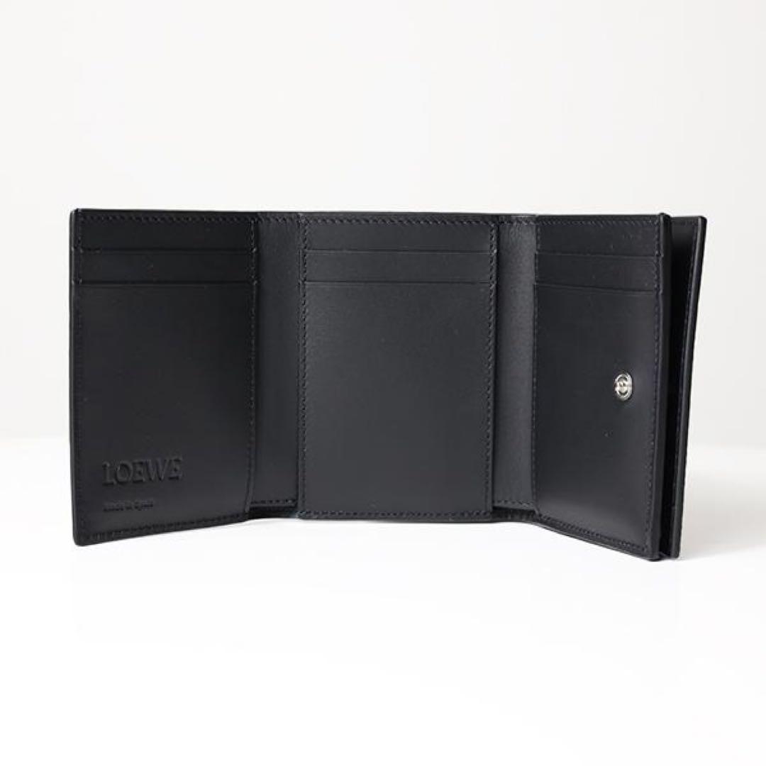 【新品未使用】LOEWE ブラックレザー 三つ折り財布_保証書あり