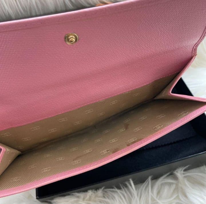 シャネル CHANEL 二つ折り 長財布 ココマーク ピンク ココボタン