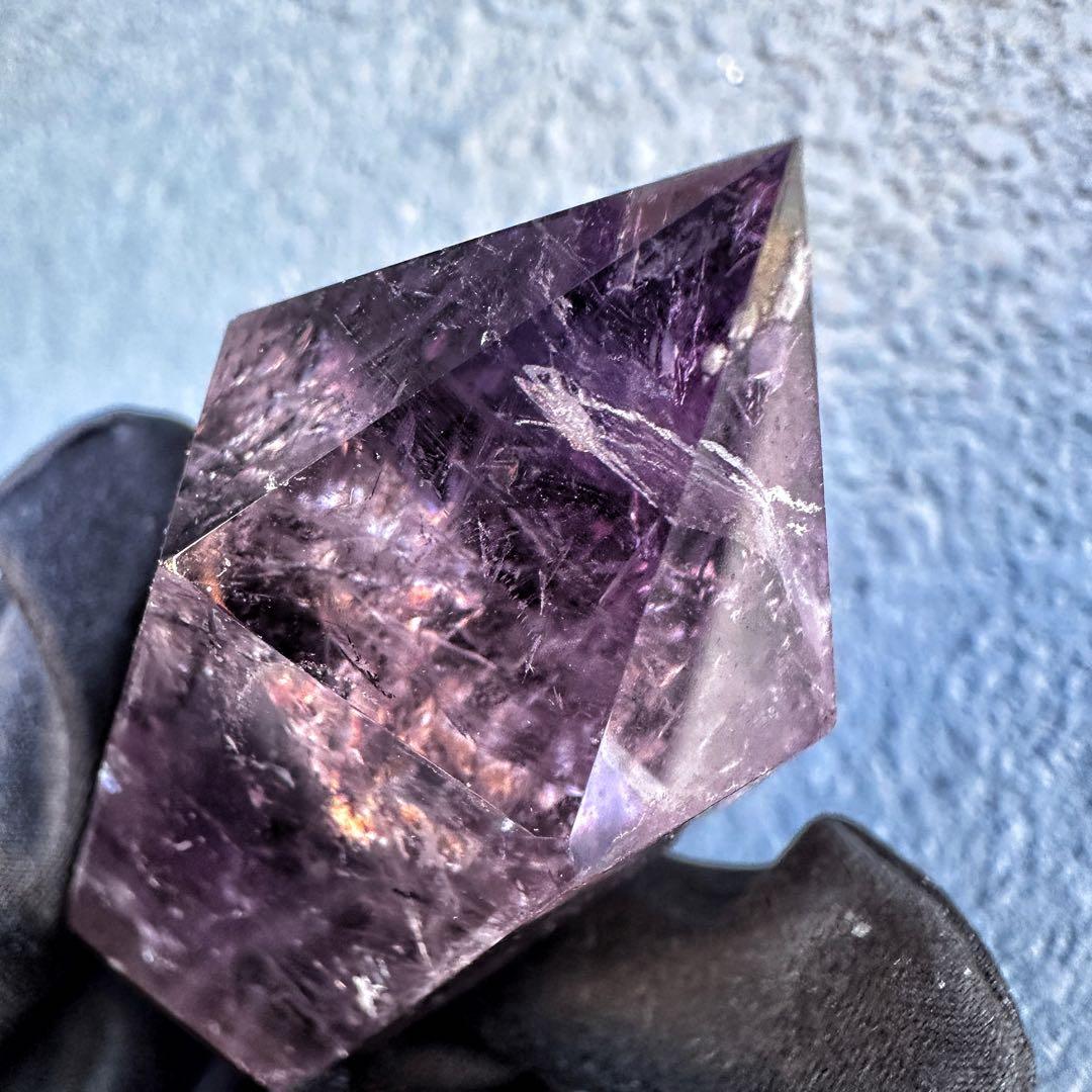高品質❗️レインボー☆アメジスト 六角柱 パワーストーン天然石 原石A1198