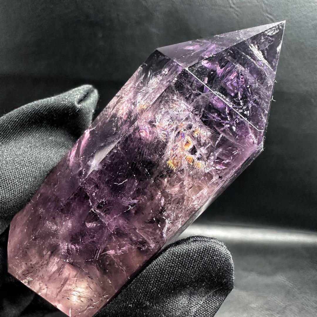 高品質❗️レインボー☆アメジスト 六角柱 パワーストーン天然石 原石A1198