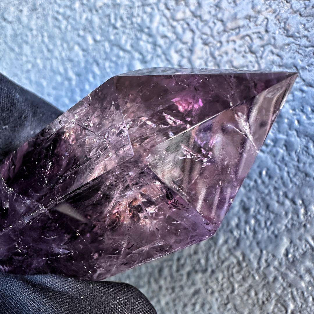 高品質❗️レインボー☆アメジスト 六角柱 パワーストーン天然石 原石A1198