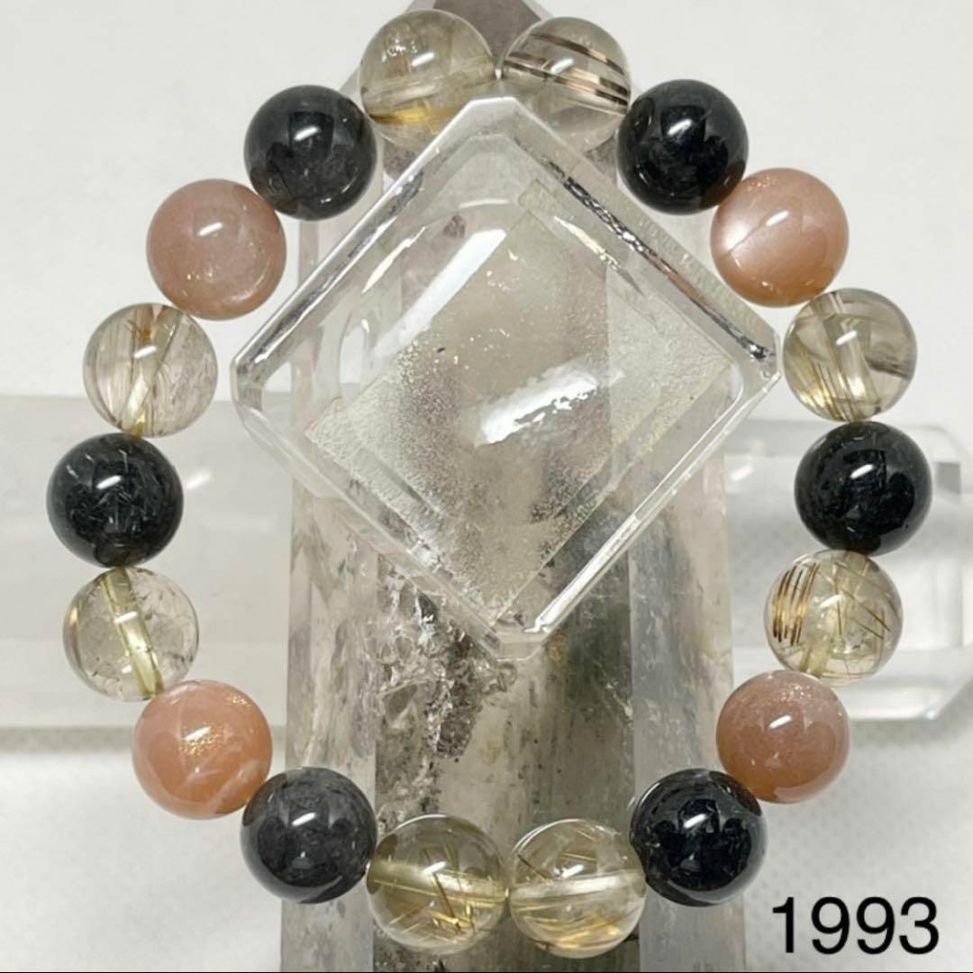 ルチルクオーツ　サンストーン　パワーストーンブレスレット　内径約15cm