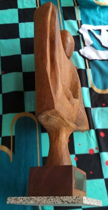 l*e様 木彫 本欅 題名 北の風 作者 島野重人 83cm 15キロ約40年前