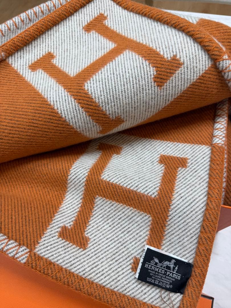 HERMES アヴァロン　ブランケットオレンジ