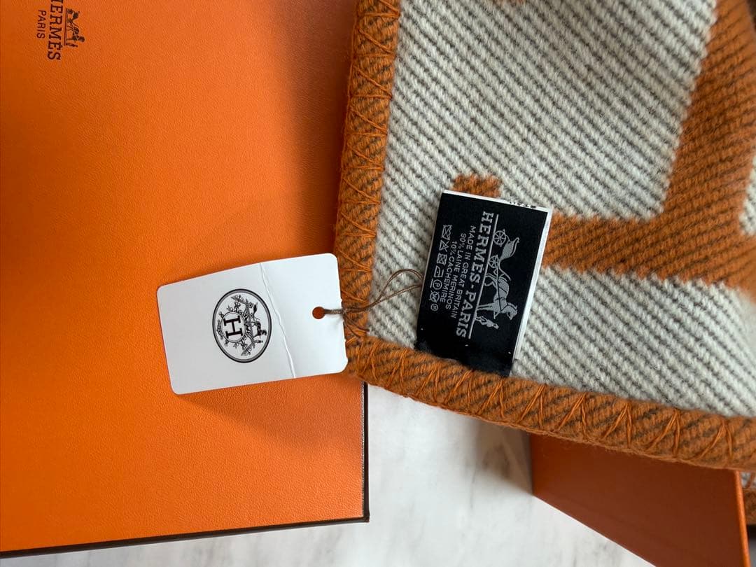 HERMES アヴァロン　ブランケットオレンジ