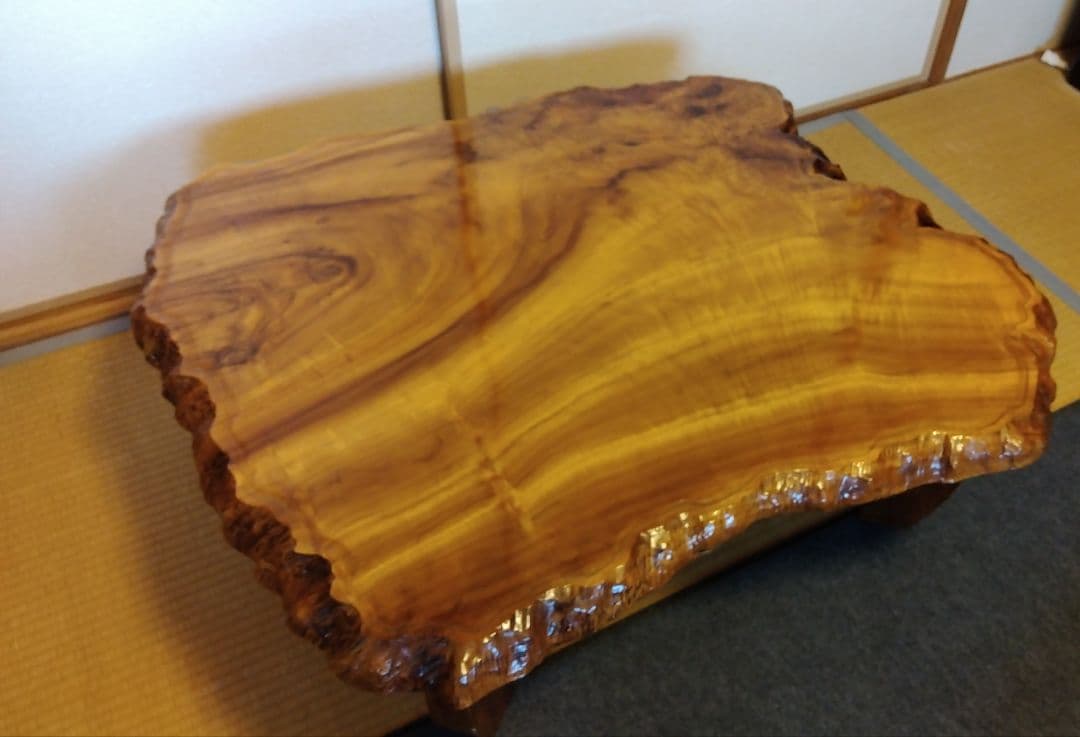 値下げ　座卓　楠木　天然無垢一枚板　KEN