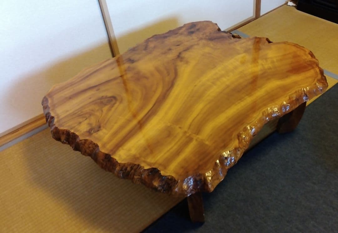 値下げ　座卓　楠木　天然無垢一枚板　KEN