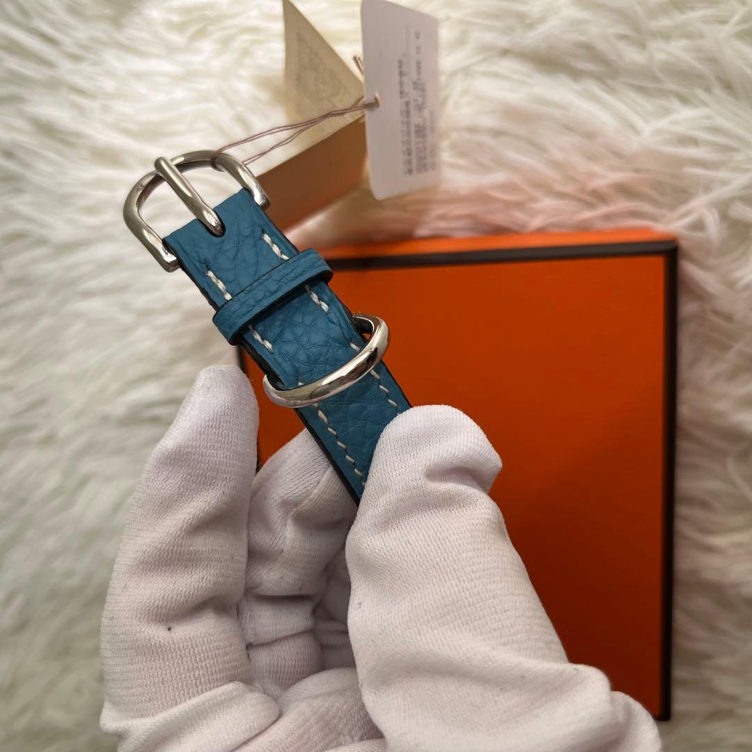 新品 HERMES エルメス ケリー 首輪 犬用 ペット用品 ブルー 箱タグ付