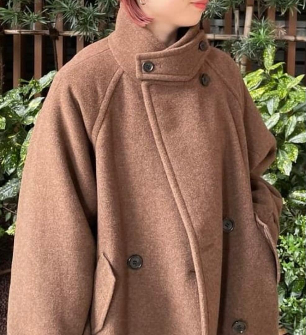 レイビームス　ブラウン ダブルボタン ロングコート