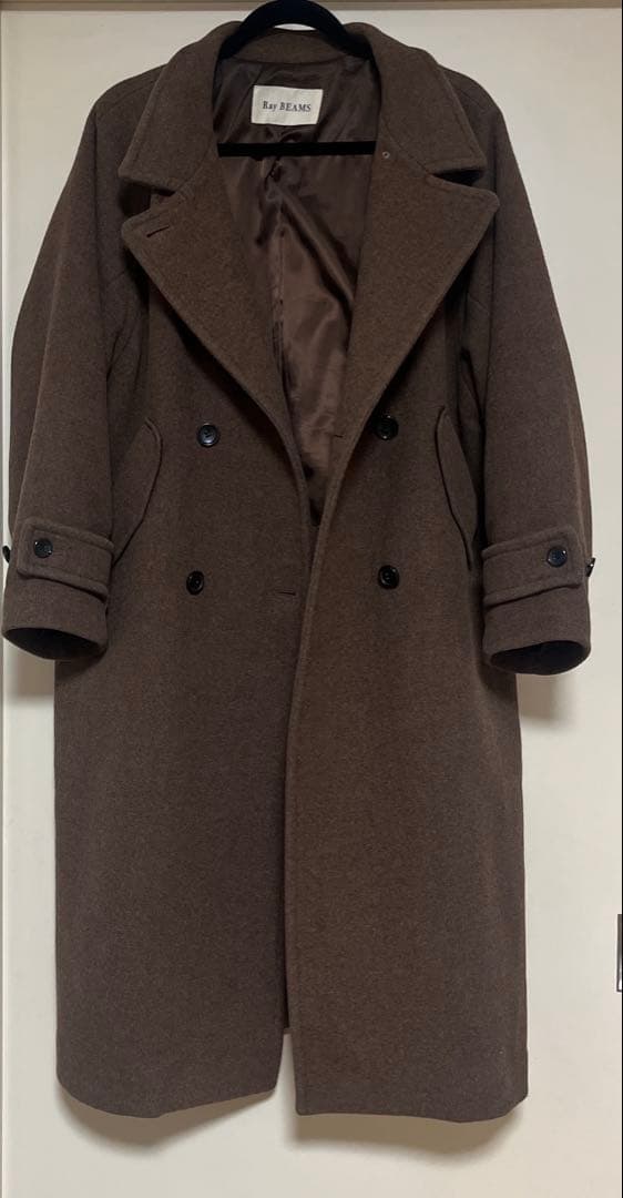 レイビームス　ブラウン ダブルボタン ロングコート
