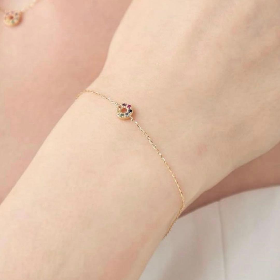 ete エテ　レインボー　ナチュラルストーン　k10 ブレスレット　美品