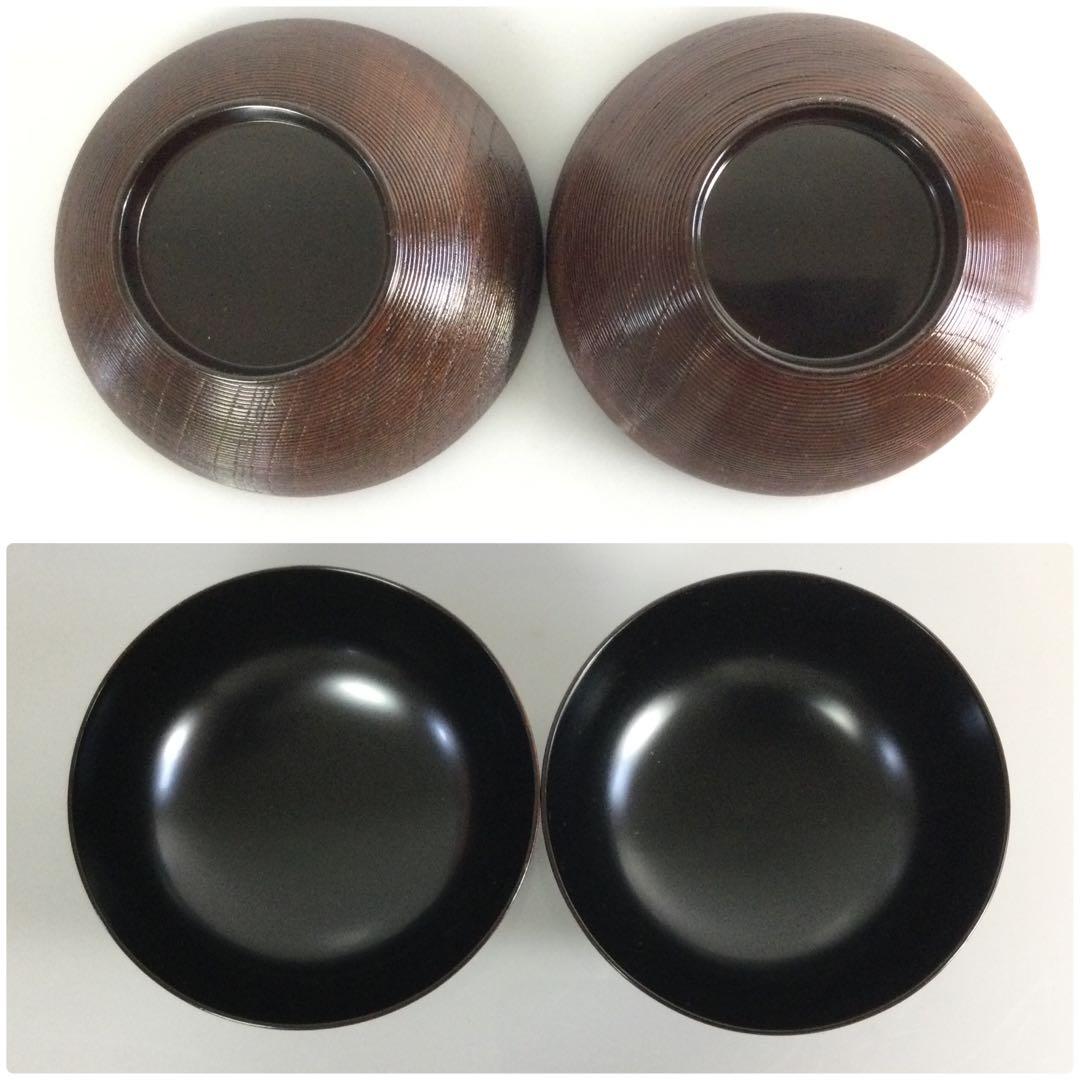 鶴蒔絵煮物椀 五客揃 塗師 岡本陽斎 糸目千筋 天然木 供箱 T881