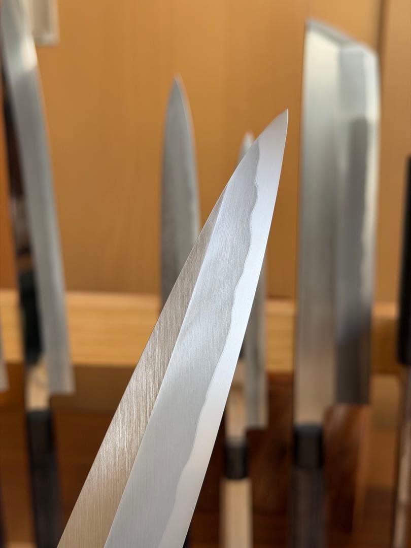 青一鋼 柳刃包丁 尺寸 300㎜ 鞘付き