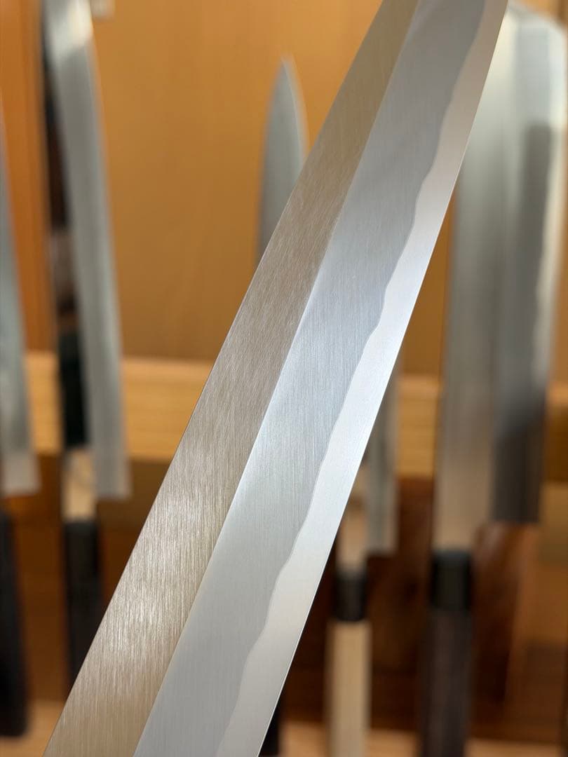 青一鋼 柳刃包丁 尺寸 300㎜ 鞘付き