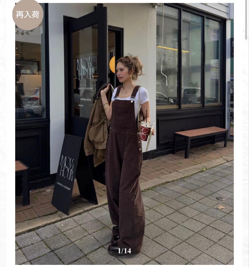 Nalm. コーデュロイリラックスオーバーオール　ブラウン