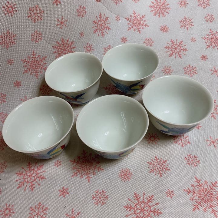 今泉今右衛門　錦桃絵煎茶碗　九谷烧　有田烧