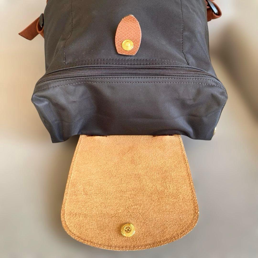 【美品】LONGCHAMP リュック 黒　ブラウン ル・プリアージュ