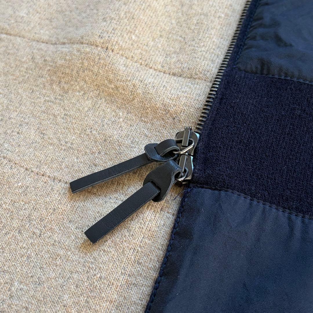 CIVIDINI イタリア製 ニット異素材コート ダブルジップ 紺 Lサイズ