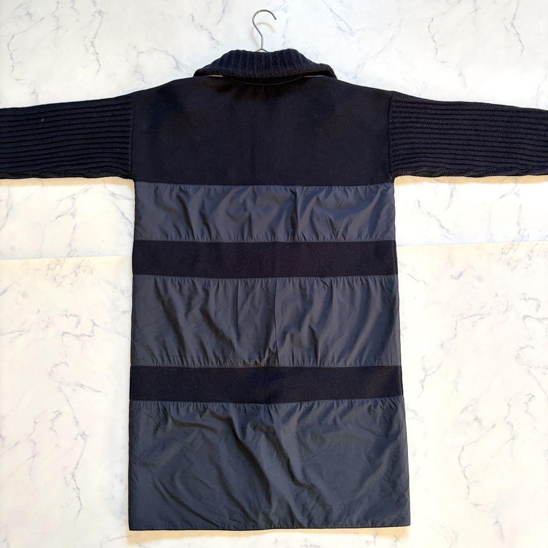 CIVIDINI イタリア製 ニット異素材コート ダブルジップ 紺 Lサイズ