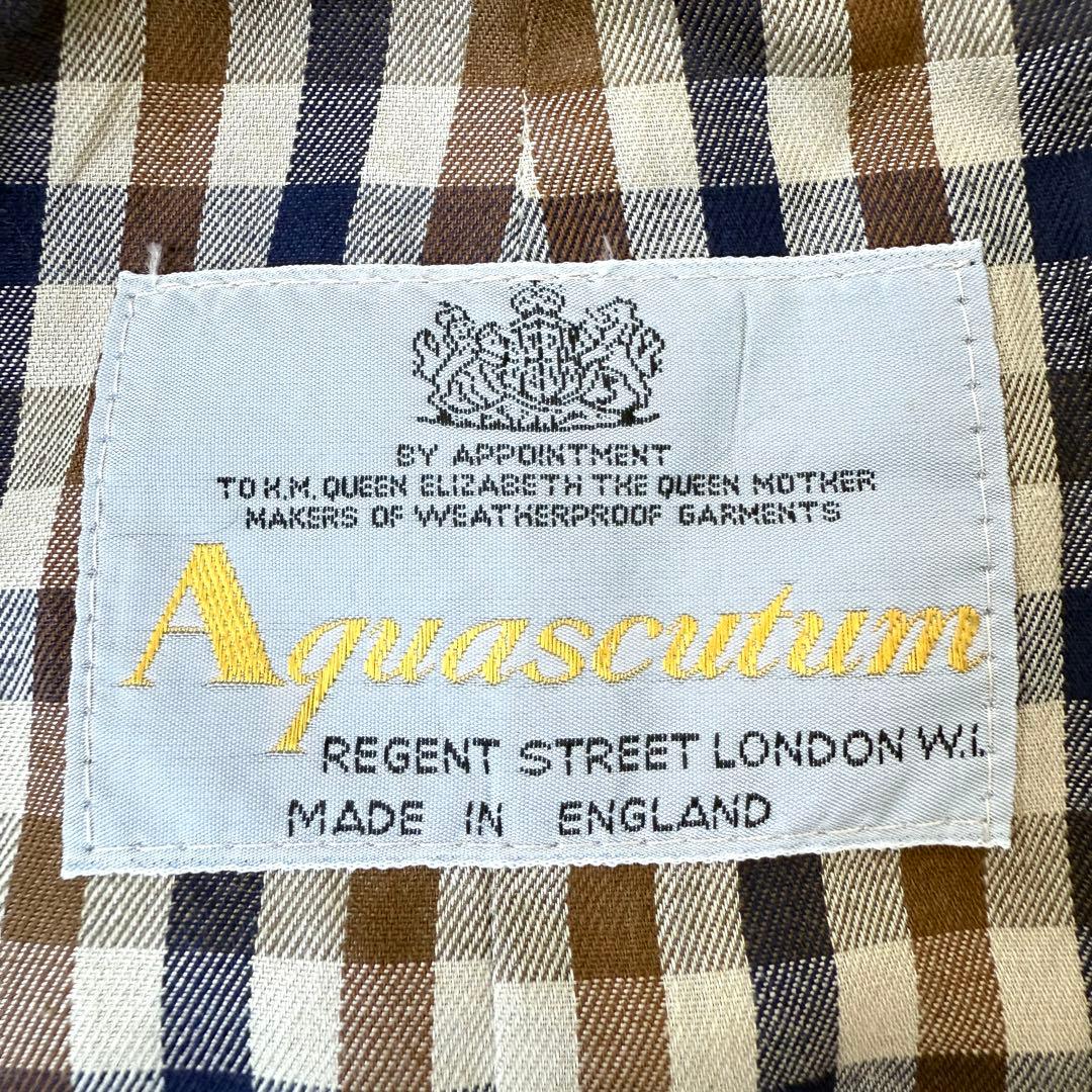 アクアスキュータム ダブル ロング丈 AQUA5トレンチコート 裏地チェック L