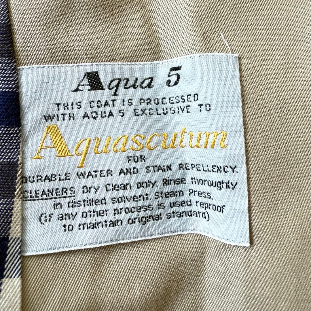 アクアスキュータム ダブル ロング丈 AQUA5トレンチコート 裏地チェック L