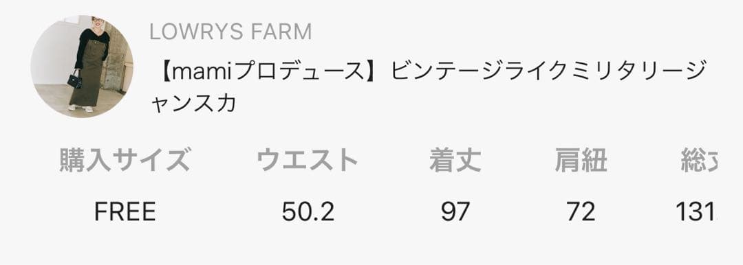 新品タグ付き＊LOWRYSFARM ビンテージライクミリタリージャンスカ